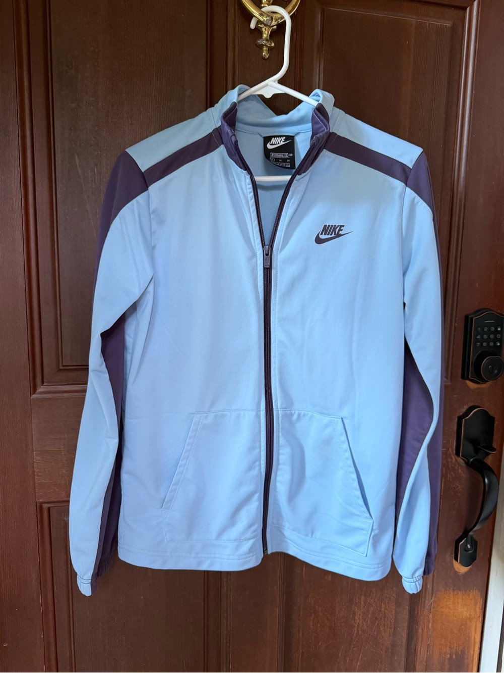 Nike Womens Light Blue Track Jacket with Purple Accents